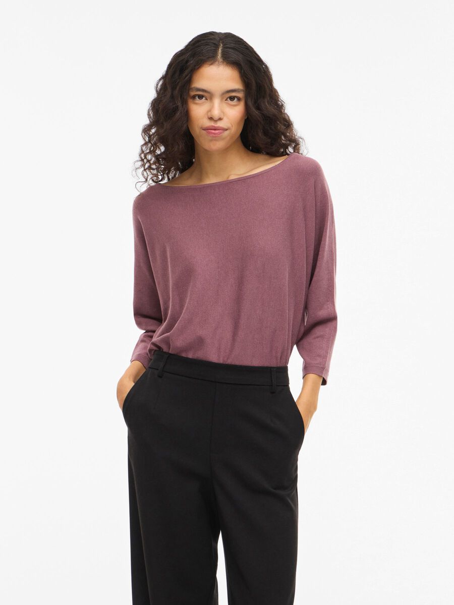 Product carousel image - VIMALU 3/4 MOUW GEBREIDE TOP, Rose Brown | 1
