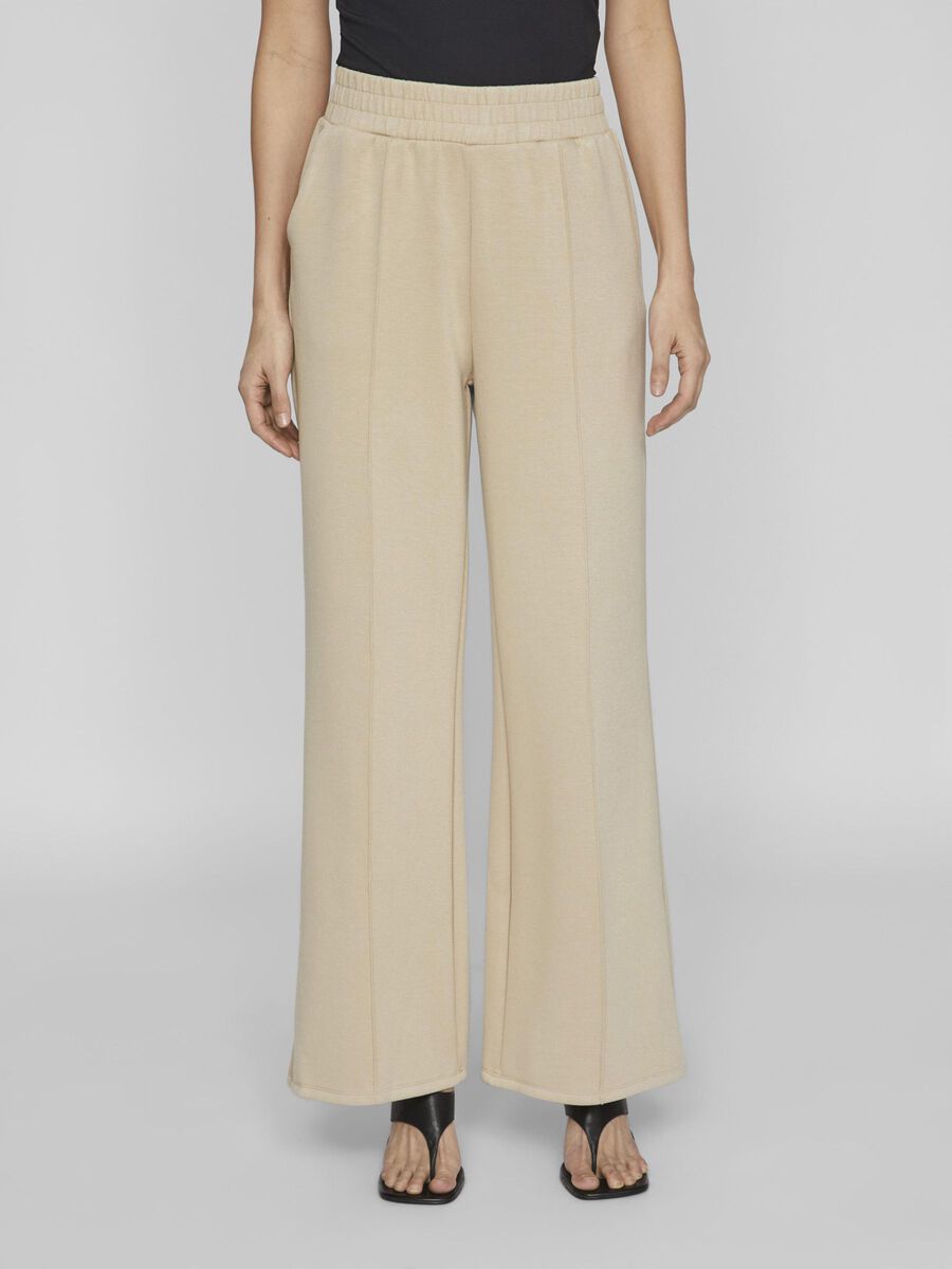 VILA CINTURA ALTA PANTALONES DE PIERNA ANCHA, Feather Gray, highres - 14100439_FeatherGray_003.jpg