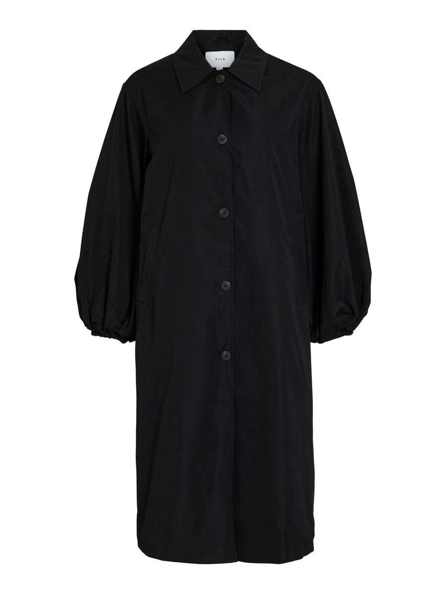 VILA VIDISCOVER BALLOON SLEEVE TRENCHCOAT, Black, highres - 14109261_Black_001.jpg
