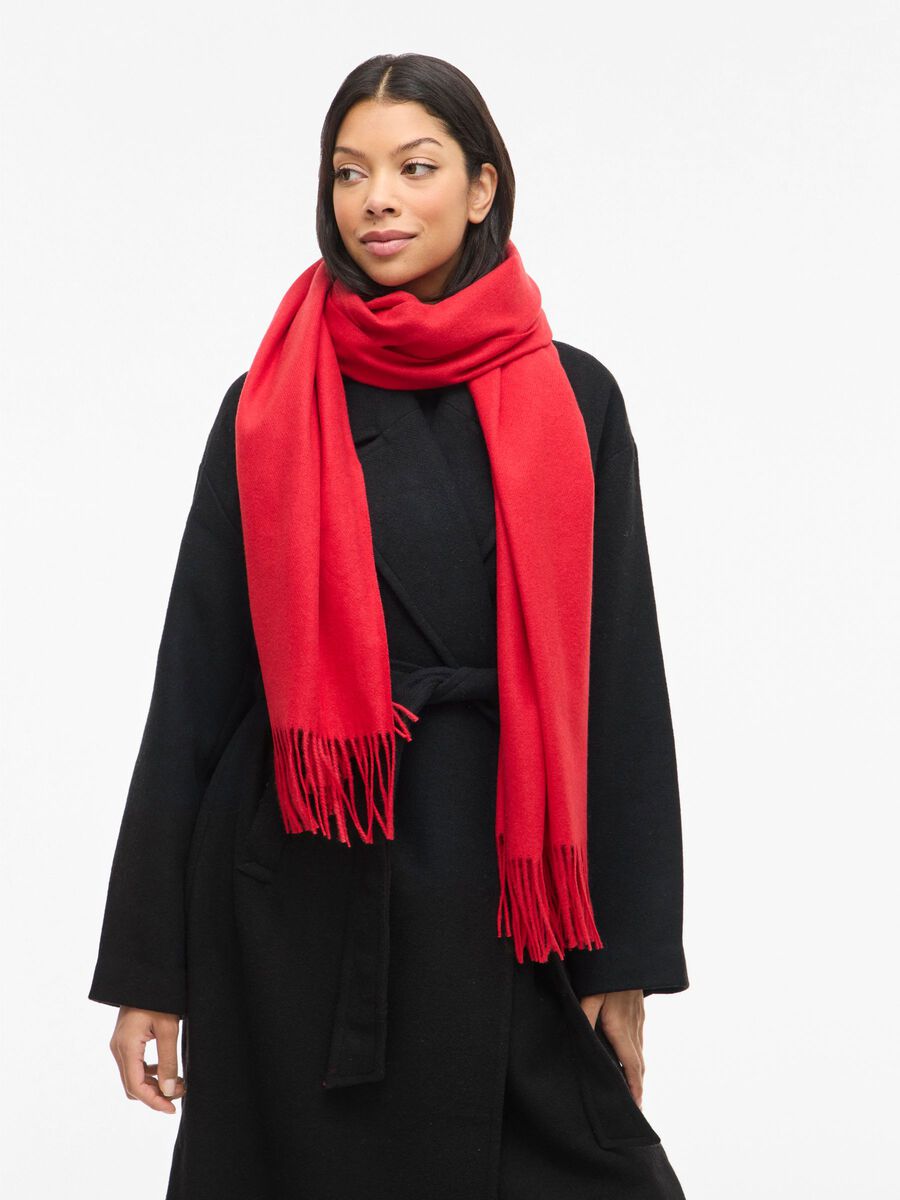 Product carousel image - VISIDDIN FRINGE SCARF, Racing Red | 1