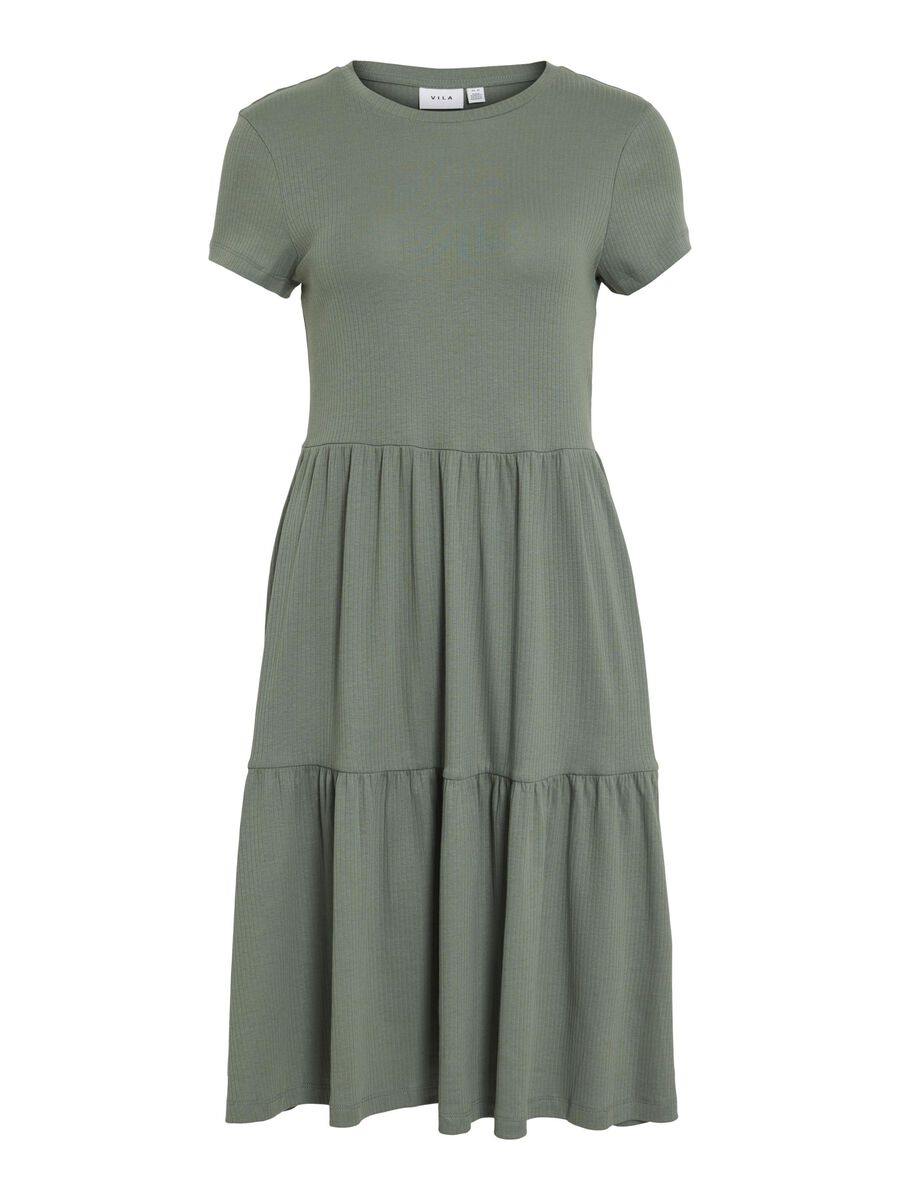 VILA SHORT SLEEVED MIDI DRESS, Laurel Wreath, highres - 14109684_LaurelWreath_001.jpg