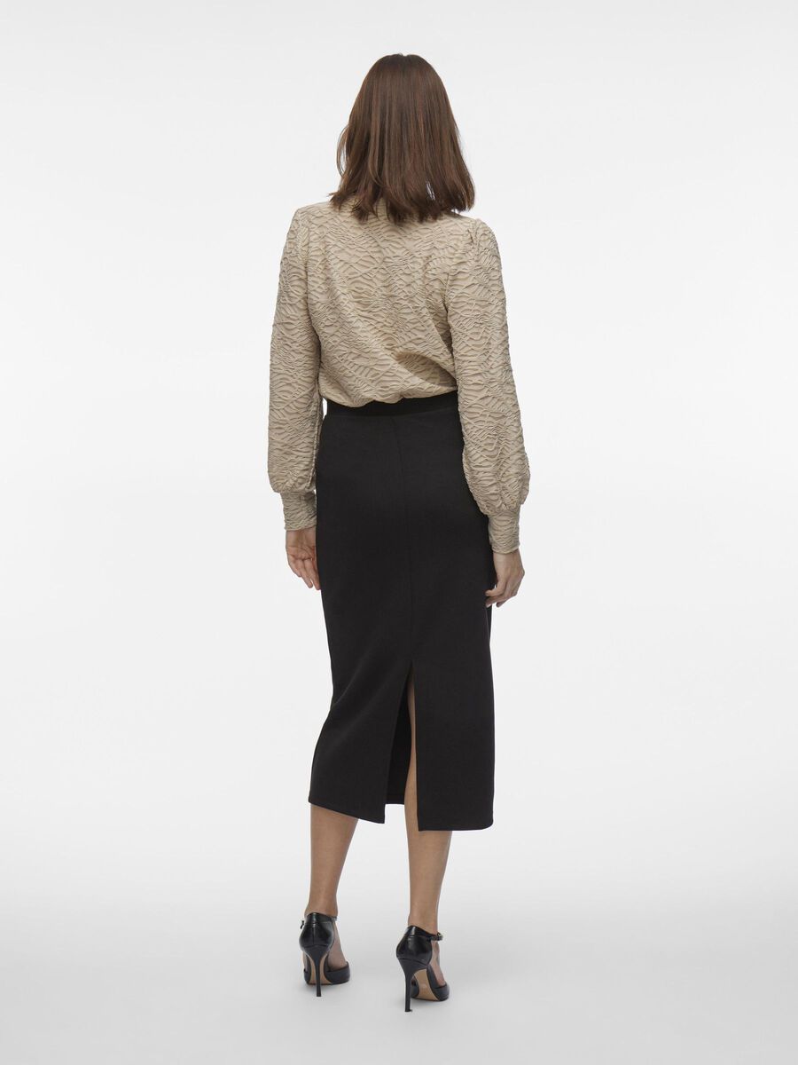 VILA HIGH WAIST MIDI SKIRT, Black, highres - 14106083_Black_004.jpg