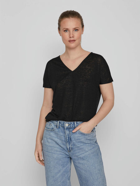 Vila BASIC TOP MET KORTE MOUWEN, Black, highres - 14082962_Black_003.jpg