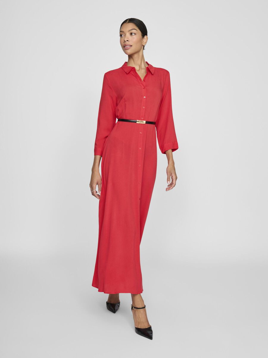 VILA LONGUE ROBE-CHEMISE, Tomato, highres - 14106623_Tomato_003.jpg