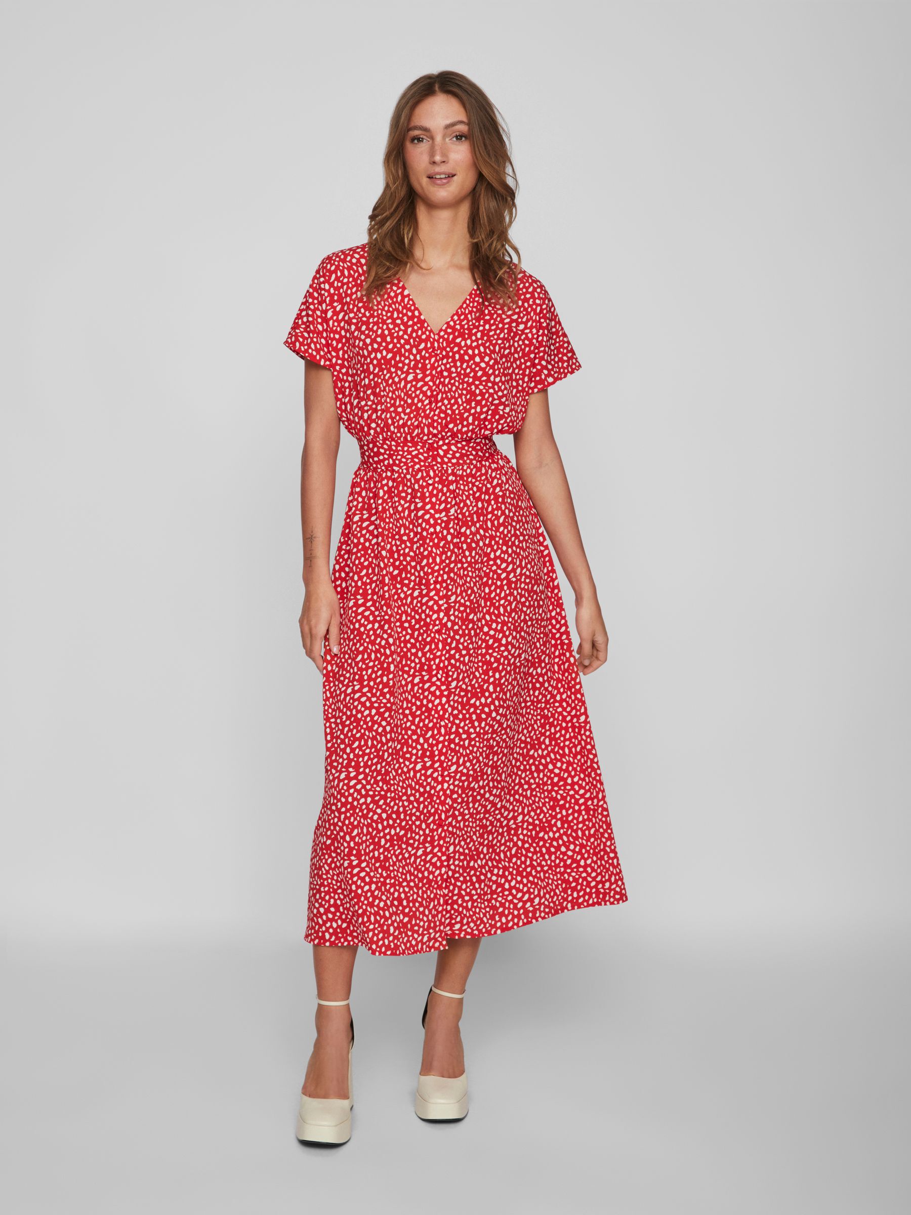 Midi zomerjurk met korte sales mouw