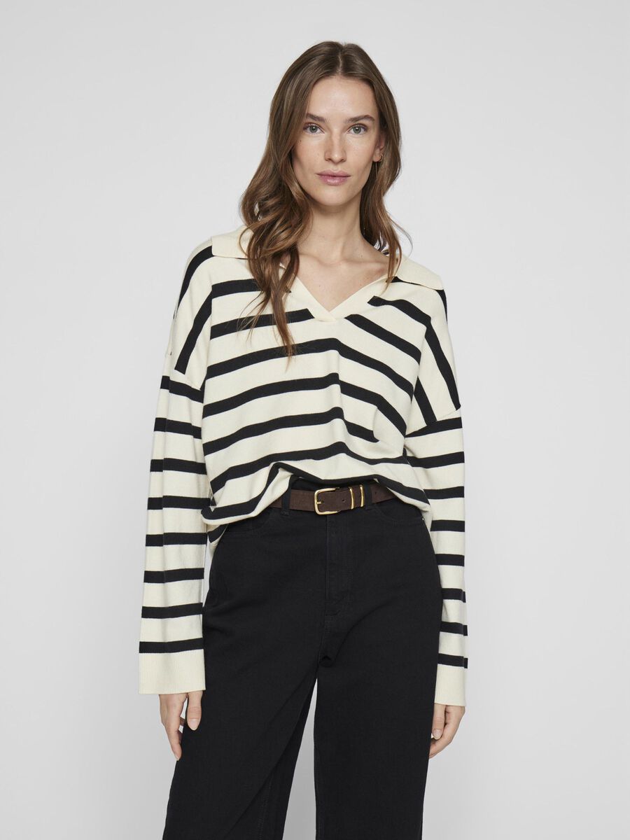 VILA STRIPED KNITTED PULLOVER, Birch, highres - 14109795_Birch_1215142_003.jpg