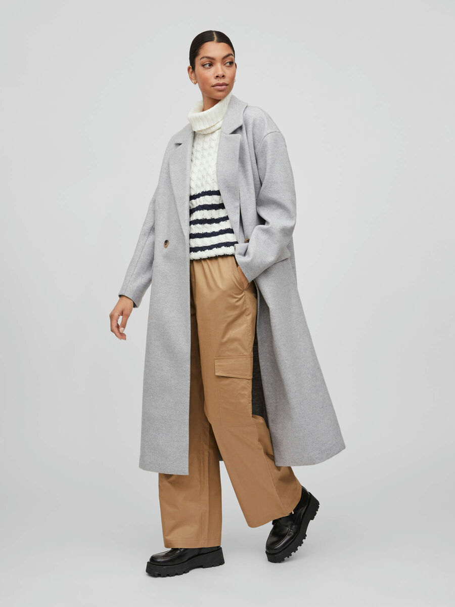 Vila DOUBLE-BREASTED COAT, Light Grey Melange, highres - 14087059_LightGreyMelange_003.jpg