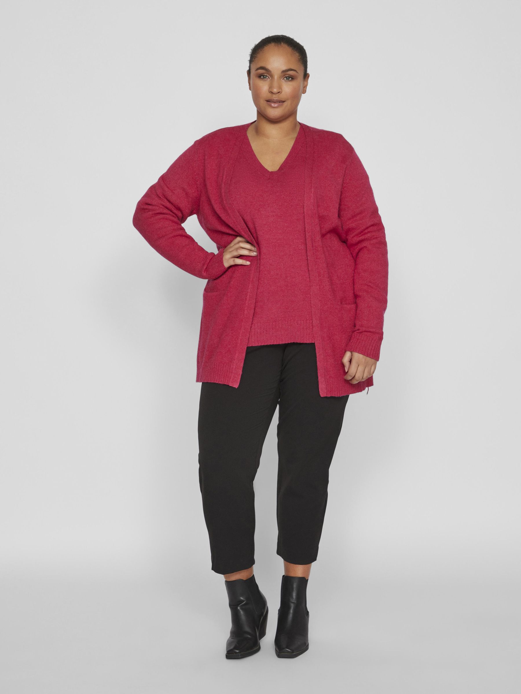 CURVE OPEN FRONT CARDIGAN Pink VILA