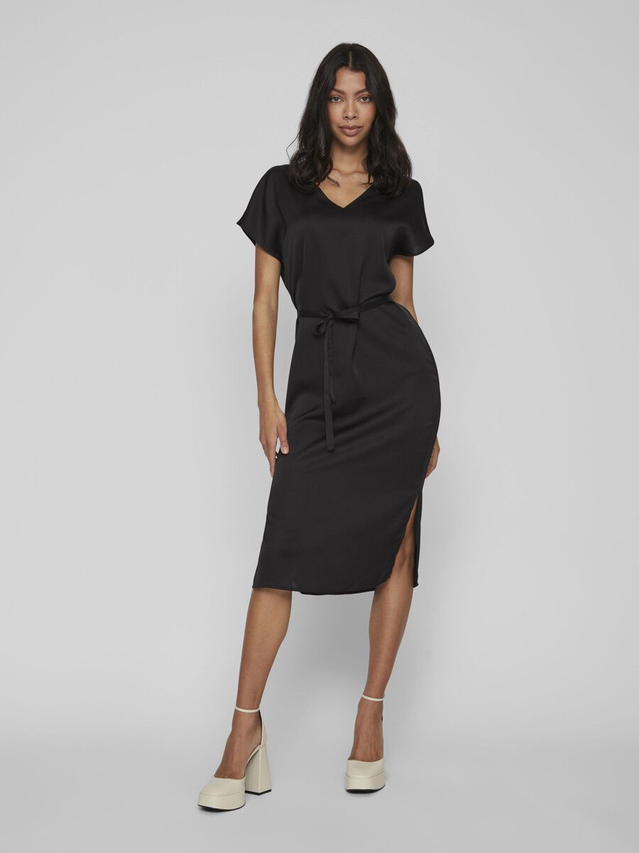 Vila SHORT-SLEEVED MIDI DRESS, Black, highres - 14078865_Black_003.jpg