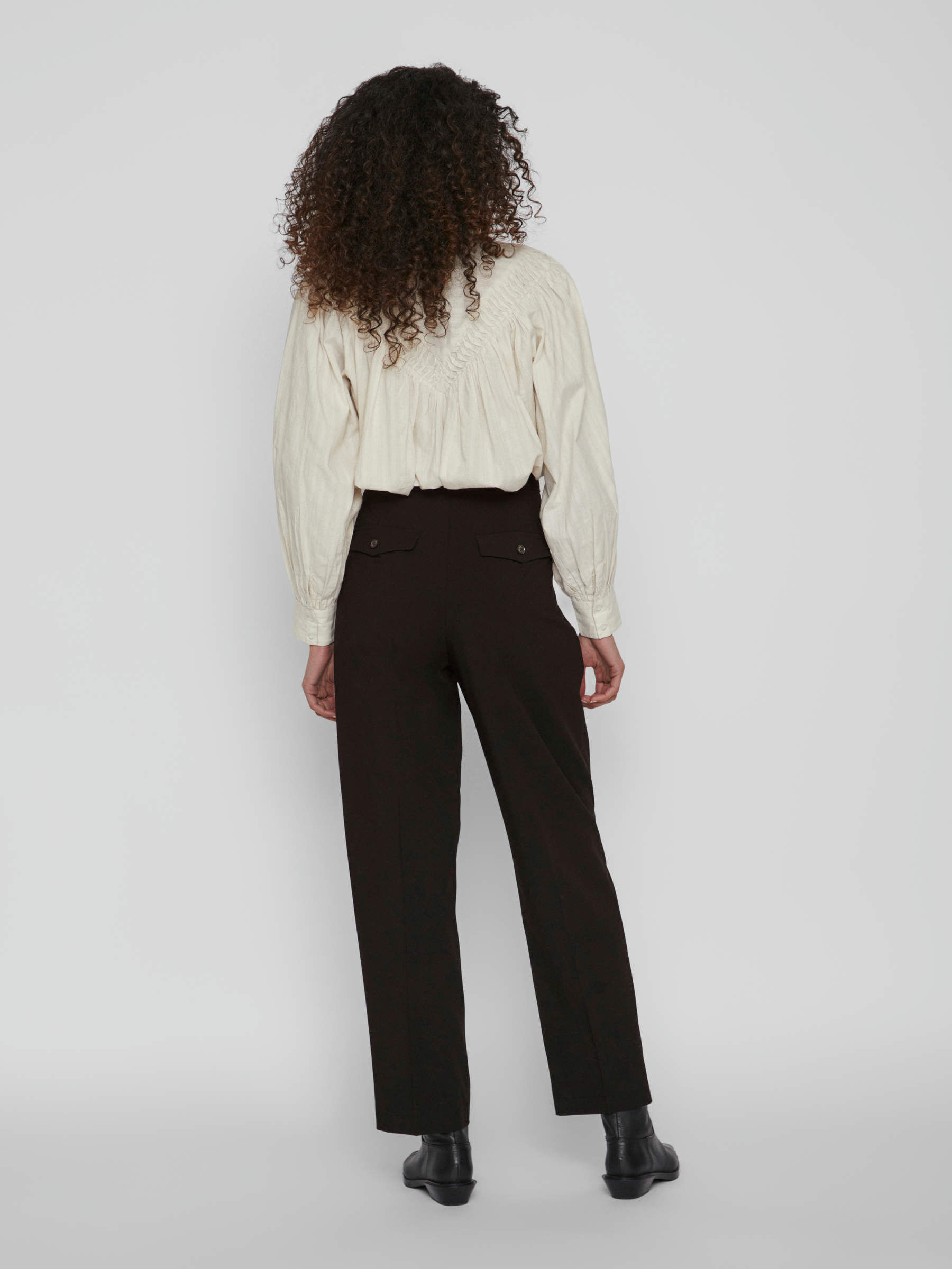 Pantalon taille haute plissée deals