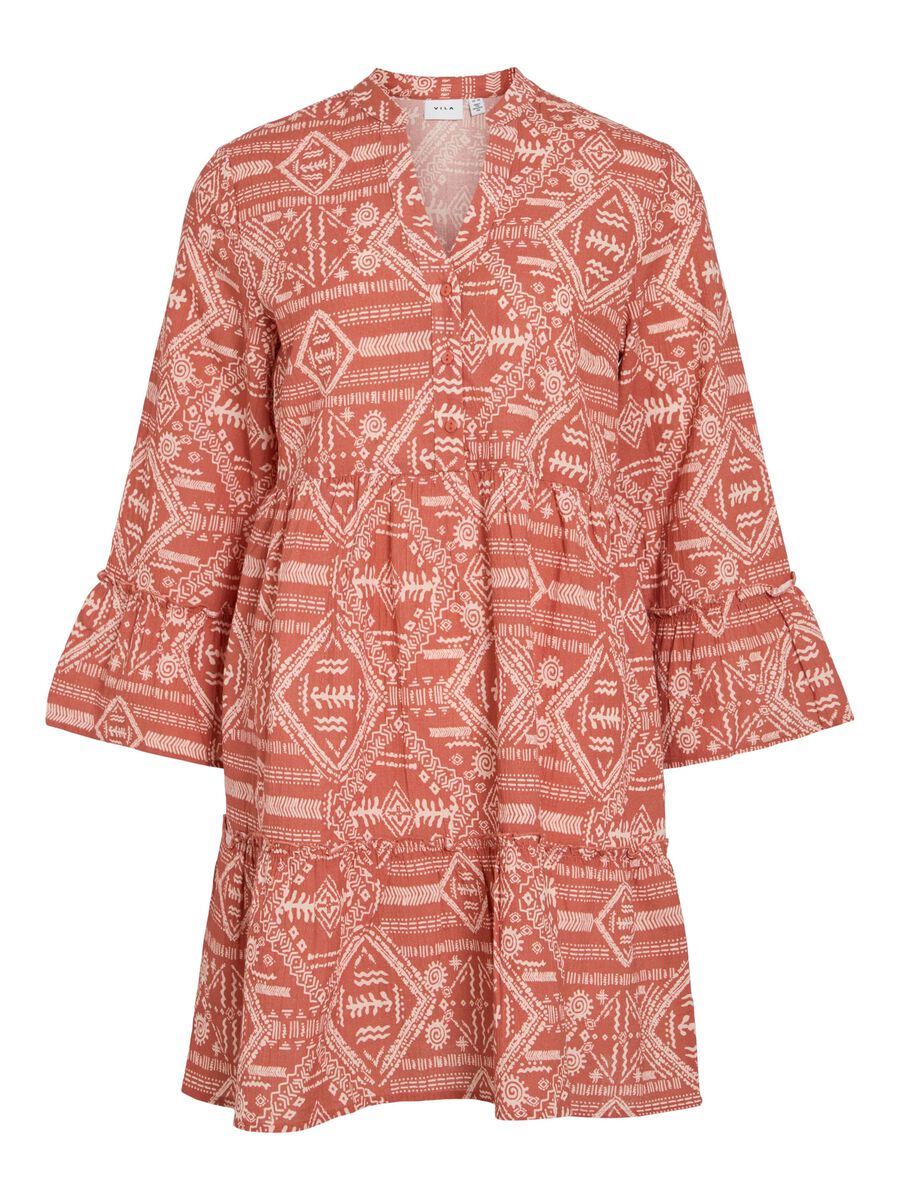 VILA VIETNA DE MANGAS 3/4 VESTIDO CORTO, Ginger Spice, highres - 14110947_GingerSpice_1225506_001.jpg