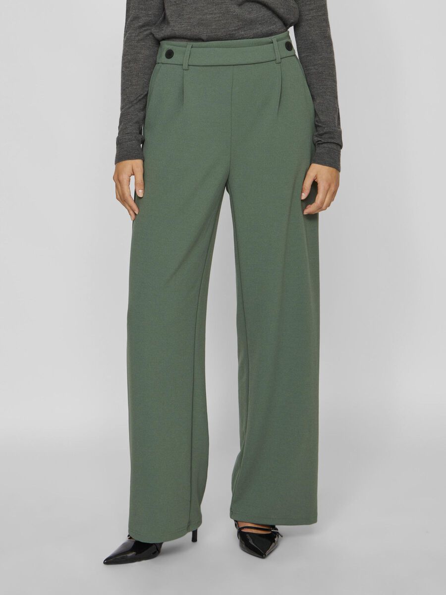 VILA HIGH WAISTED WIDE-LEG TROUSERS, Duck Green, highres - 14106568_DuckGreen_1180294_003.jpg