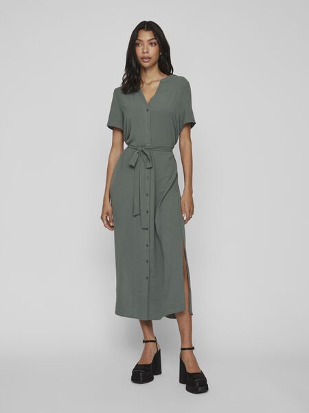 Vila MAXI SHIRT DRESS, Duck Green, highres - 14088180_DuckGreen_003.jpg