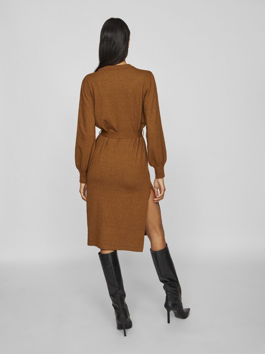 VILA TAILLENGÜRTEL STRICKKLEID, Toffee, highres - 14103924_Toffee_004.jpg