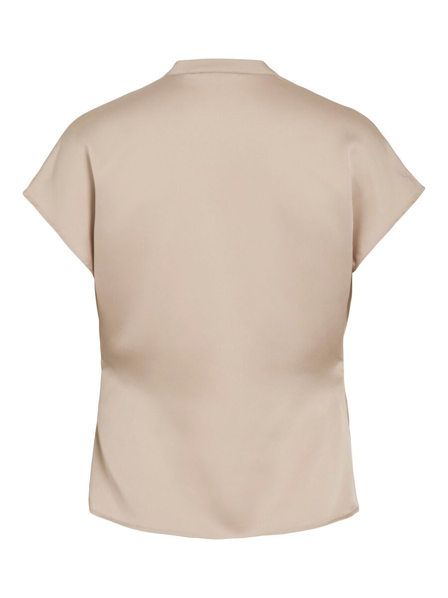 VILA VIELLETTE DRAPED CAP SLEEVE TOP, Cement, highres - 14112849_Cement_002.jpg