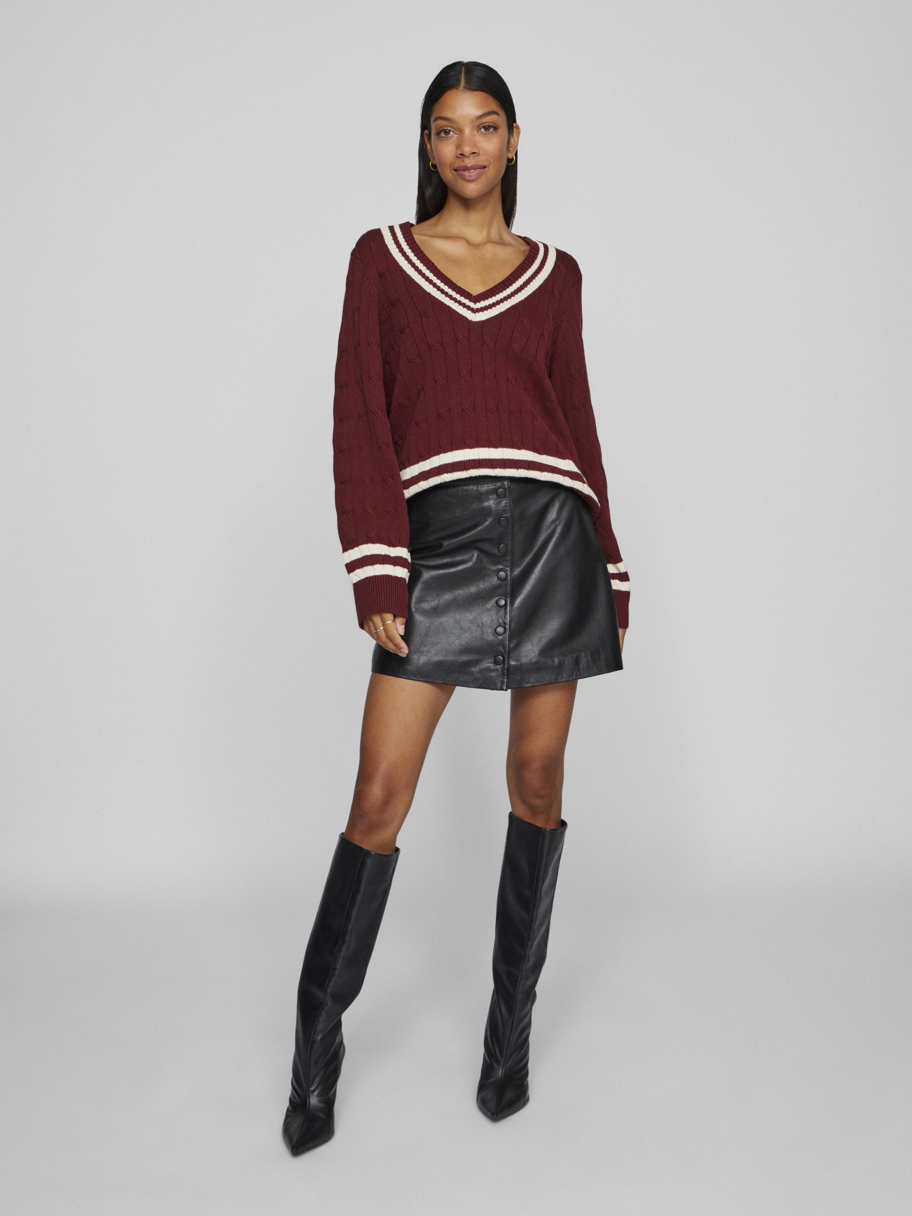 V NECK KNITTED PULLOVER Purple VILA