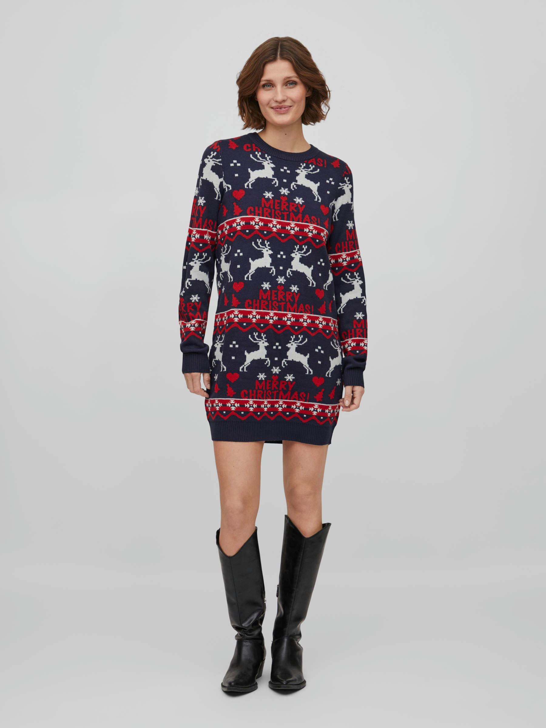 KNITTED CHRISTMAS DRESS Blue VILA