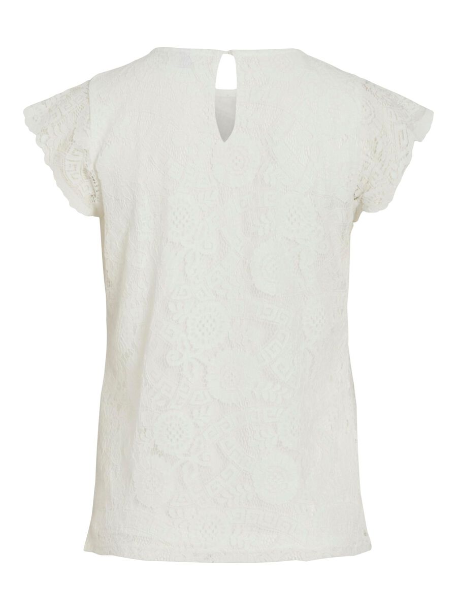 VILA VIMYNTE LACE SHORT SLEEVED TOP, Snow White, highres - 14112803_SnowWhite_002.jpg