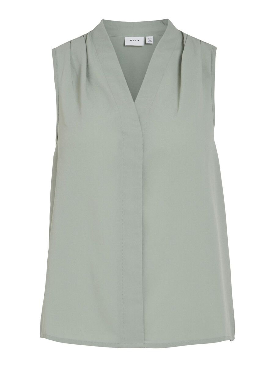 VILA V-NECK SLEEVELESS TOP, Green Milieu, highres - 14099286_GreenMilieu_001.jpg