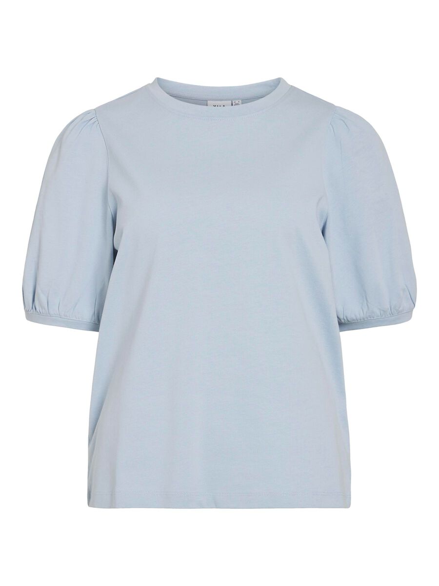 VILA VIMONIE ROUND NECK SHORT SLEEVED TOP, Kentucky Blue, highres - 14106923_KentuckyBlue_001.jpg