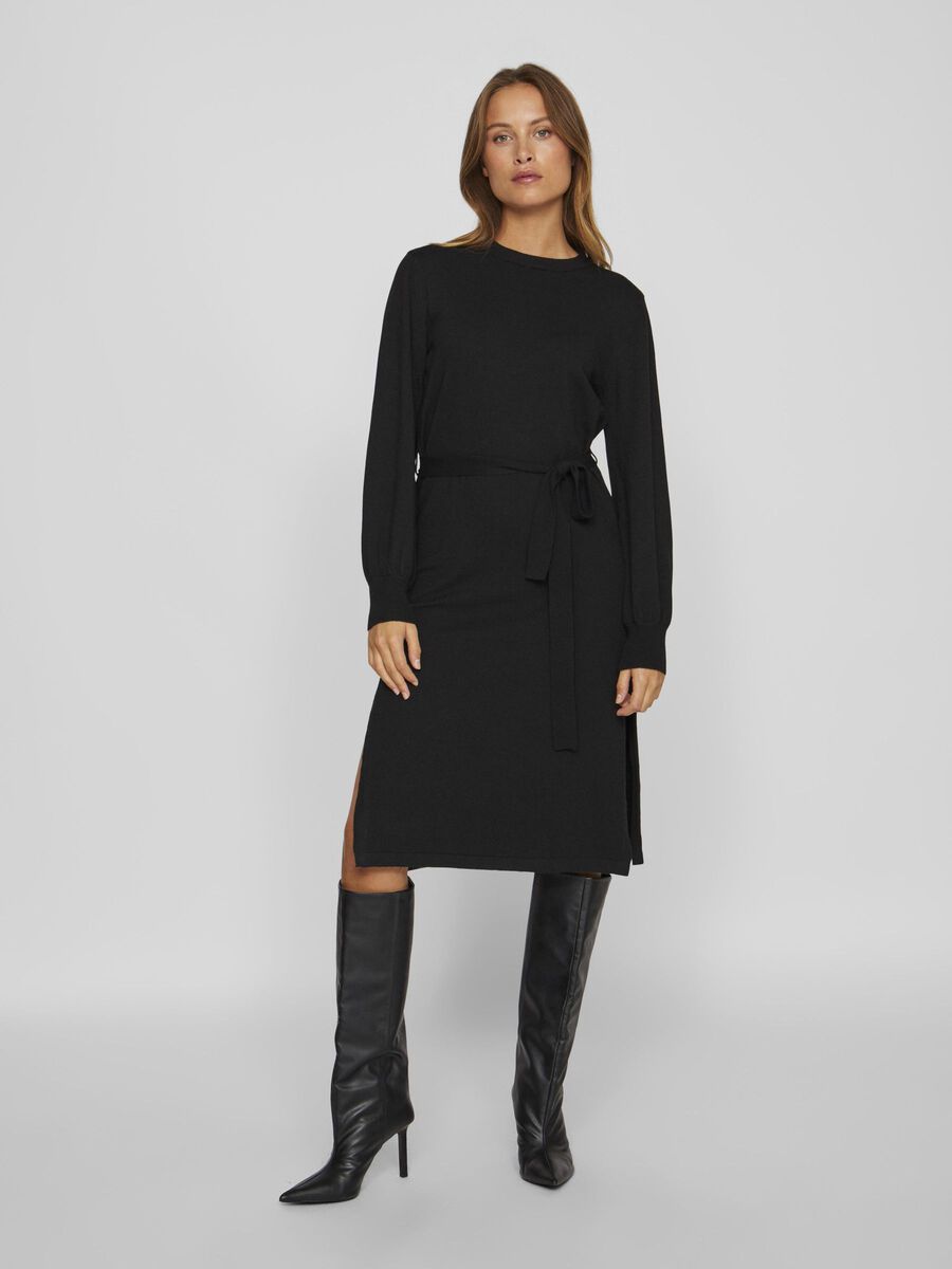 VILA TAILLENGÜRTEL STRICKKLEID, Black, highres - 14103924_Black_003.jpg