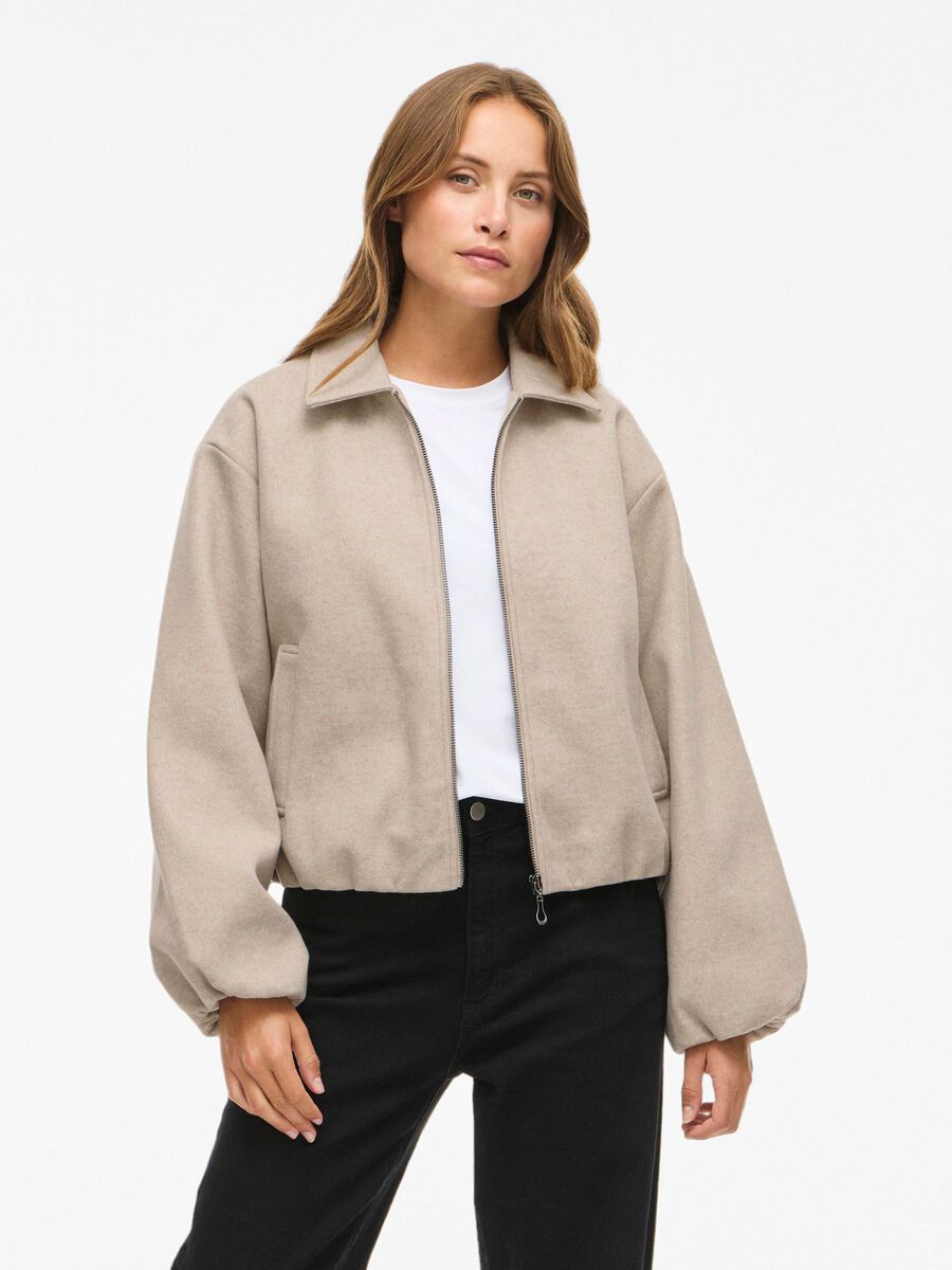VILA VIBALOU ZIPPER JACKET, Natural Melange, highres - 14107560_NaturalMelange_003.jpg