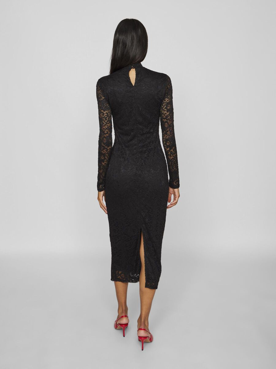VILA HIGH NECK  MIDI DRESS, Black, highres - 14103770_Black_004.jpg