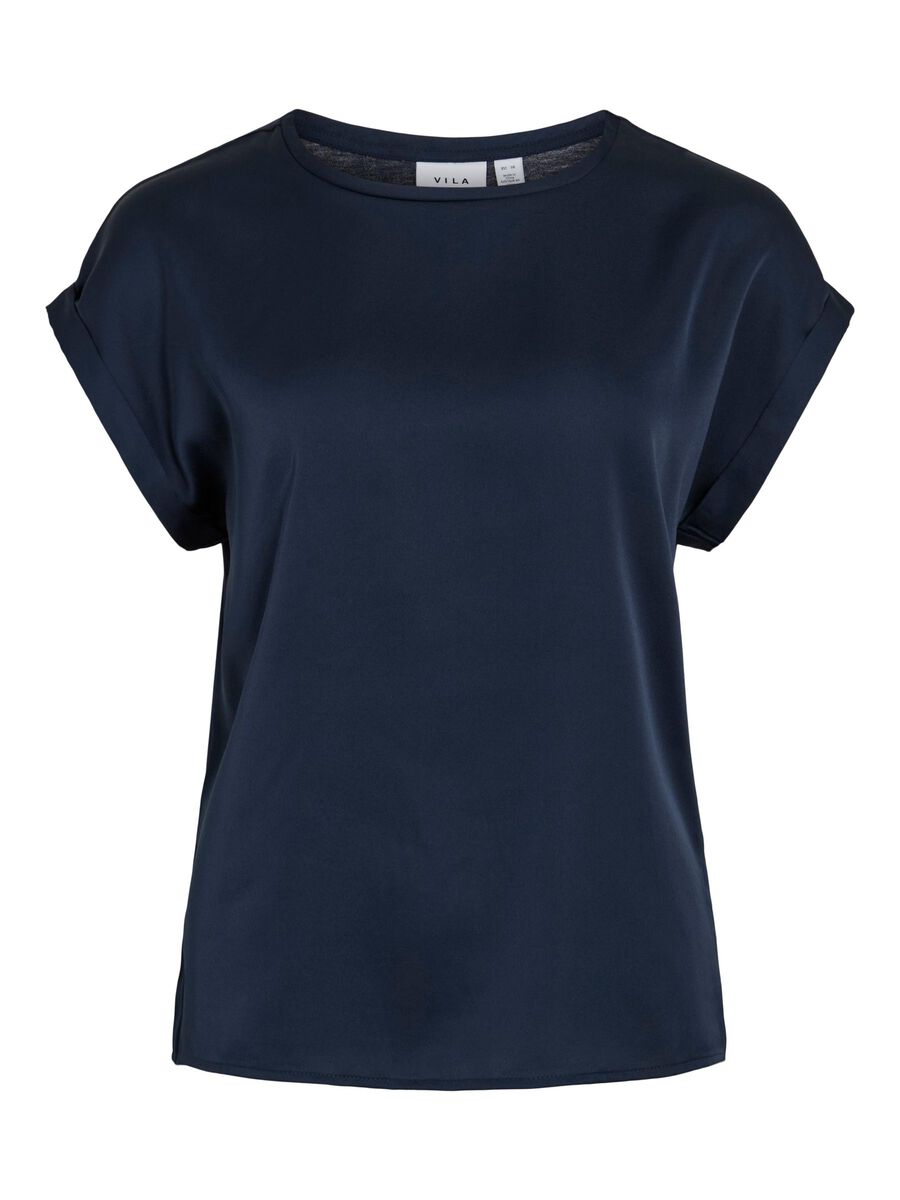 VILA VIELLETTE SHORT SLEEVED TOP, Navy Blazer, highres - 14059563_NavyBlazer_001.jpg
