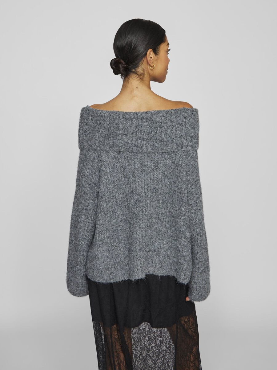 VILA OFF SHOULDER PULLOVER A MAGLIA, Medium Grey Melange, highres - 14104910_MediumGreyMelange_004.jpg
