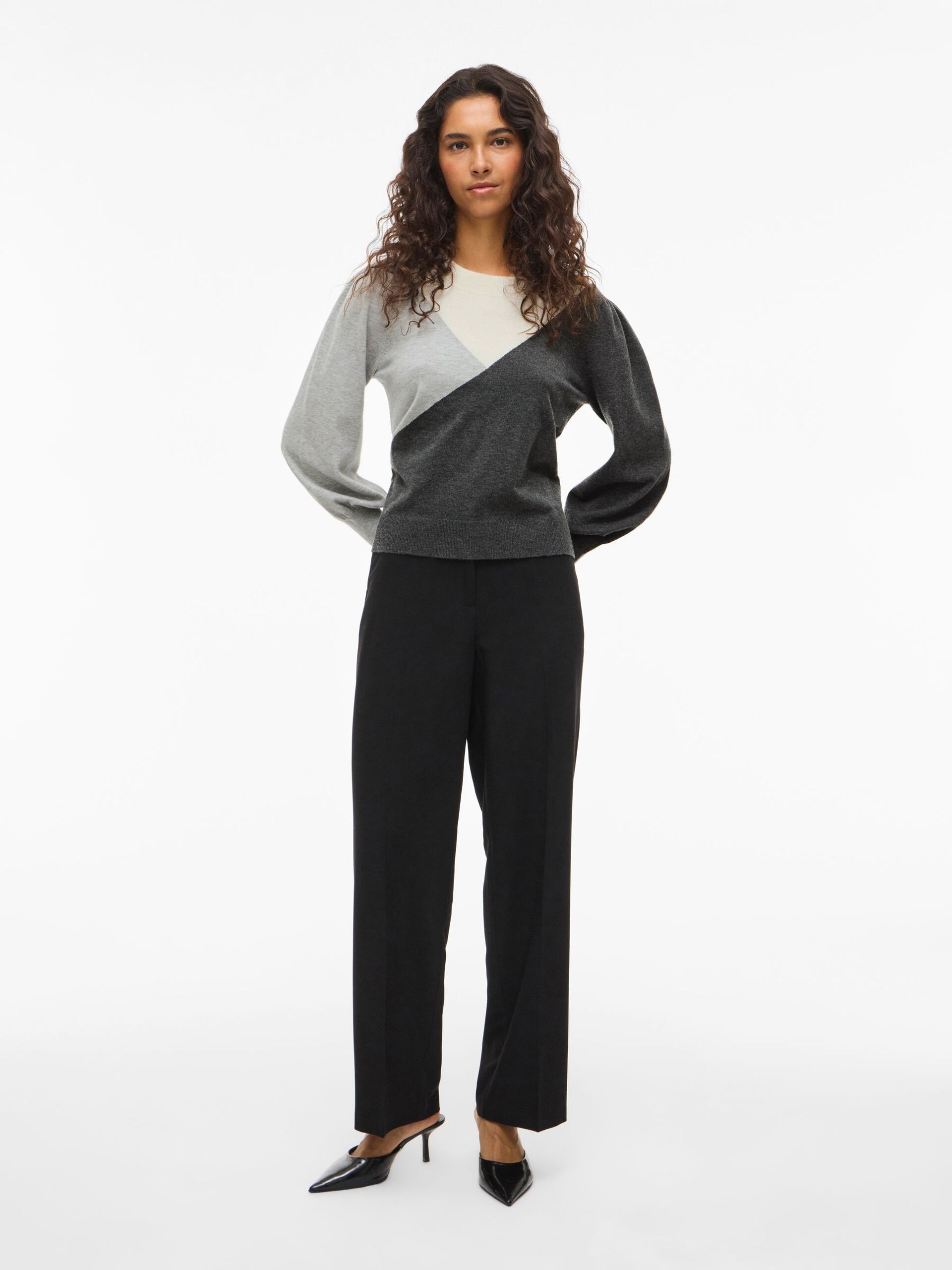 Carousel image - VIKERRY ROUND NECK KNITTED PULLOVER, Dark Grey Melange | 4