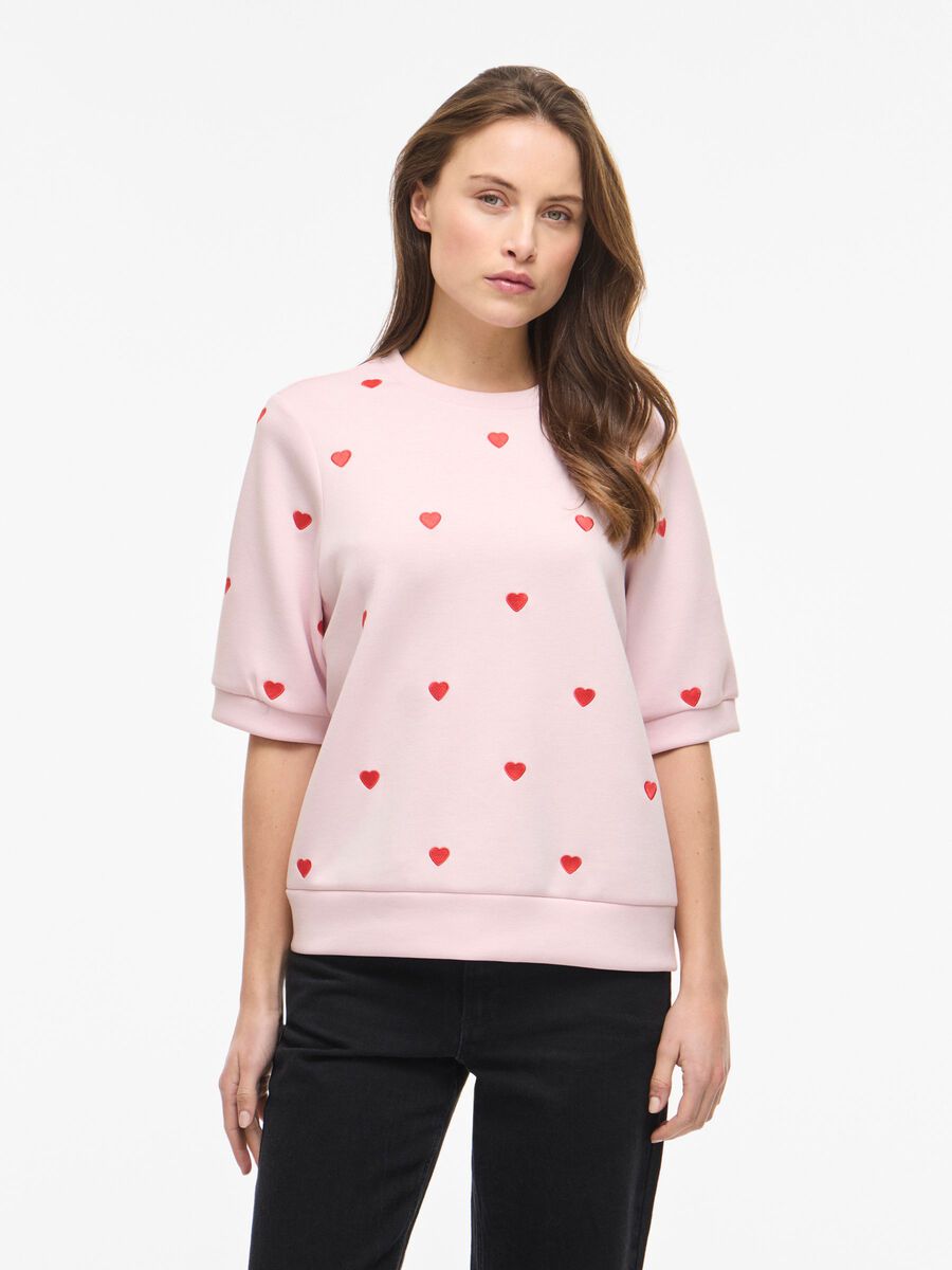 Product carousel image - VISIF SHORT ROUND NECK SHORT SLEEVED SWEATSHIRT, Cherry Blossom | 1