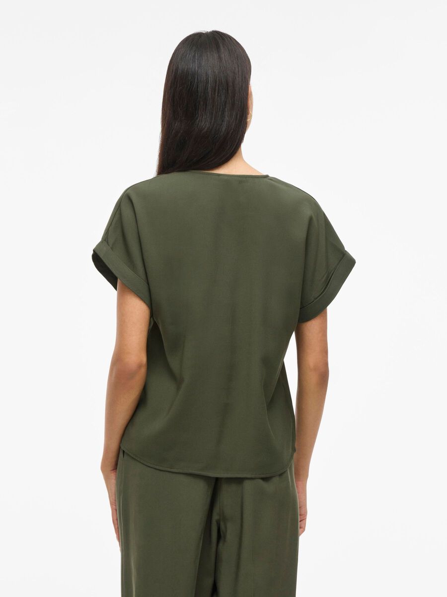 VILA VIMARLEE SPLIT NECK SHORT SLEEVED TOP, Deep Depths, highres - 14108917_DeepDepths_004.jpg
