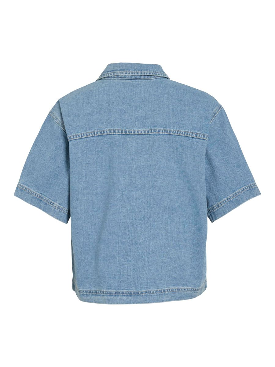 VILA VIHIMLA KORTE ERMER DENIMSKJORTE, Light Blue Denim, highres - 14112086_LightBlueDenim_002.jpg