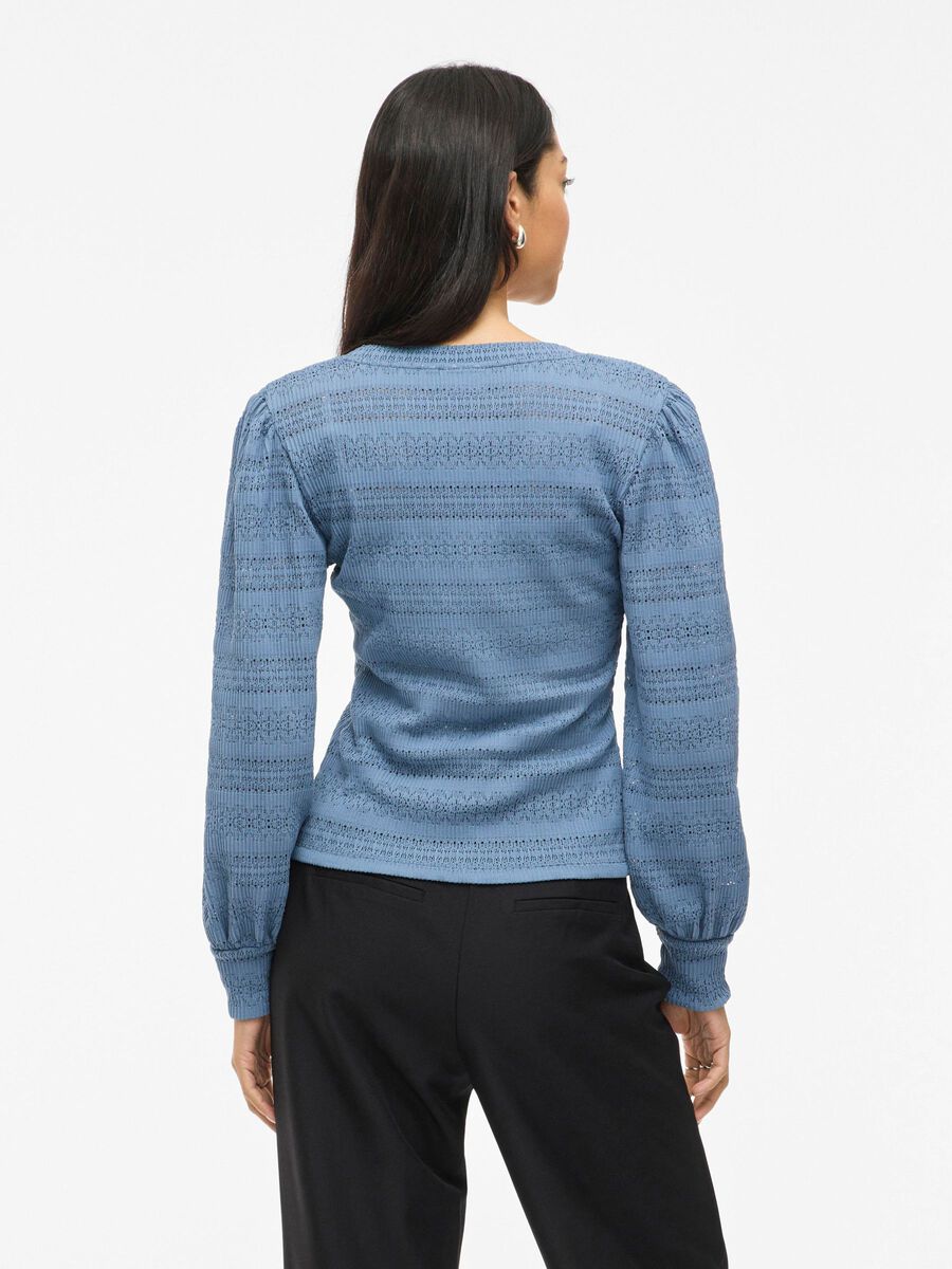 VILA V-NECK LONG SLEEVED TOP, Coronet Blue, highres - 14110282_CoronetBlue_004.jpg
