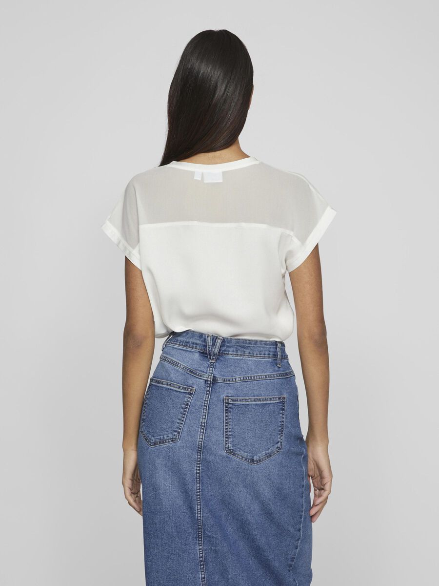 VILA VIELLETTE MESH SHORT SLEEVED TOP, Snow White, highres - 14101088_SnowWhite_004.jpg