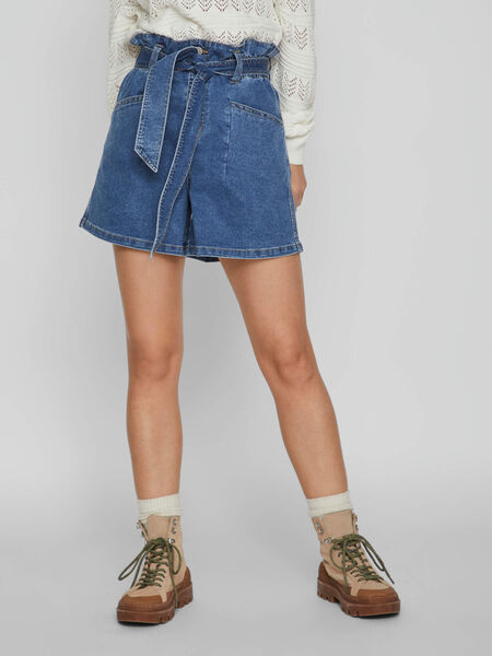 Vila AVEC CEINTURE SHORTS EN JEAN, Medium Blue Denim, highres - 14085626_MediumBlueDenim_003.jpg