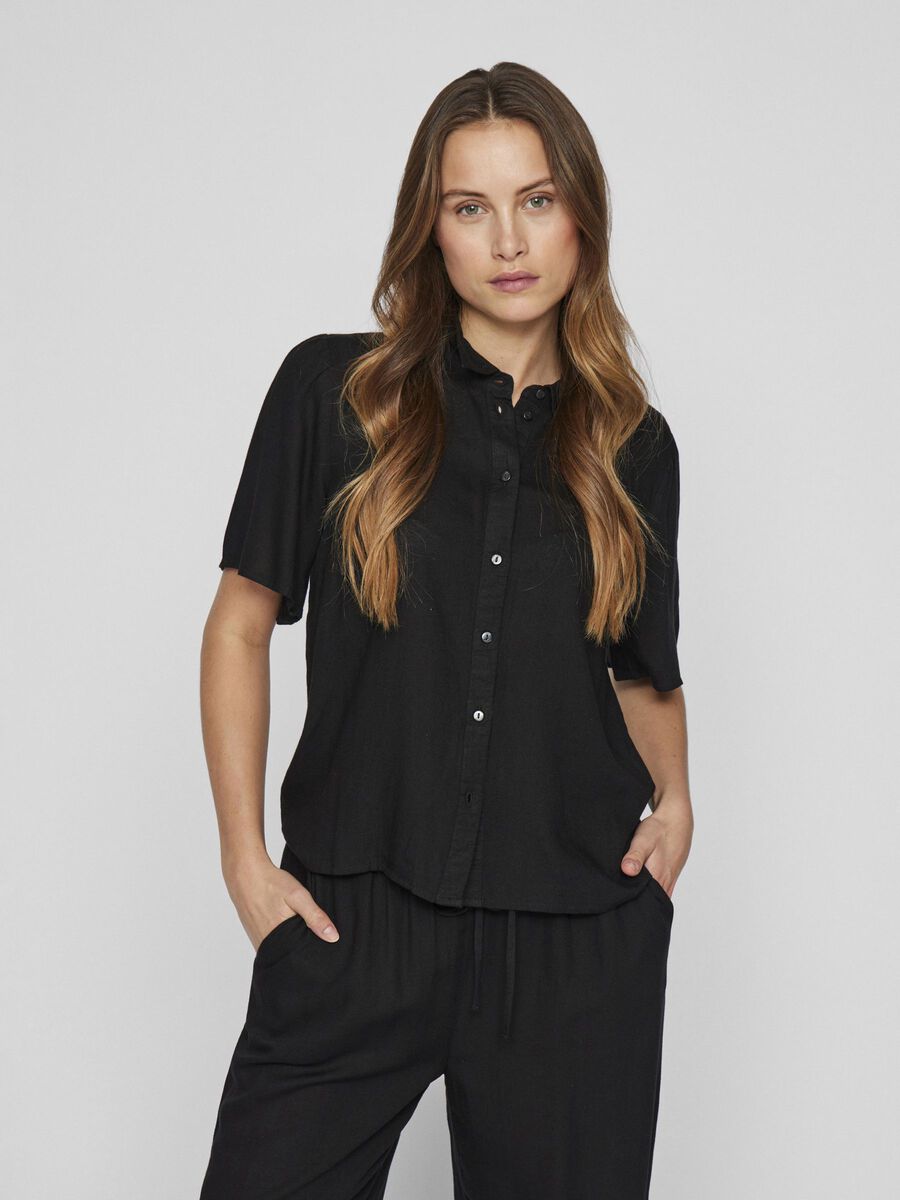 VILA SHORT SLEEVED SHIRT, Black, highres - 14102507_Black_003.jpg