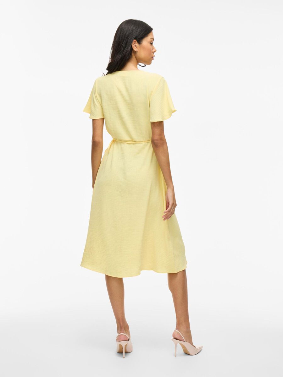 VILA VILOVIE SHORT SLEEVED WRAP DRESS, Pale Banana, highres - 14059666_PaleBanana_004.jpg