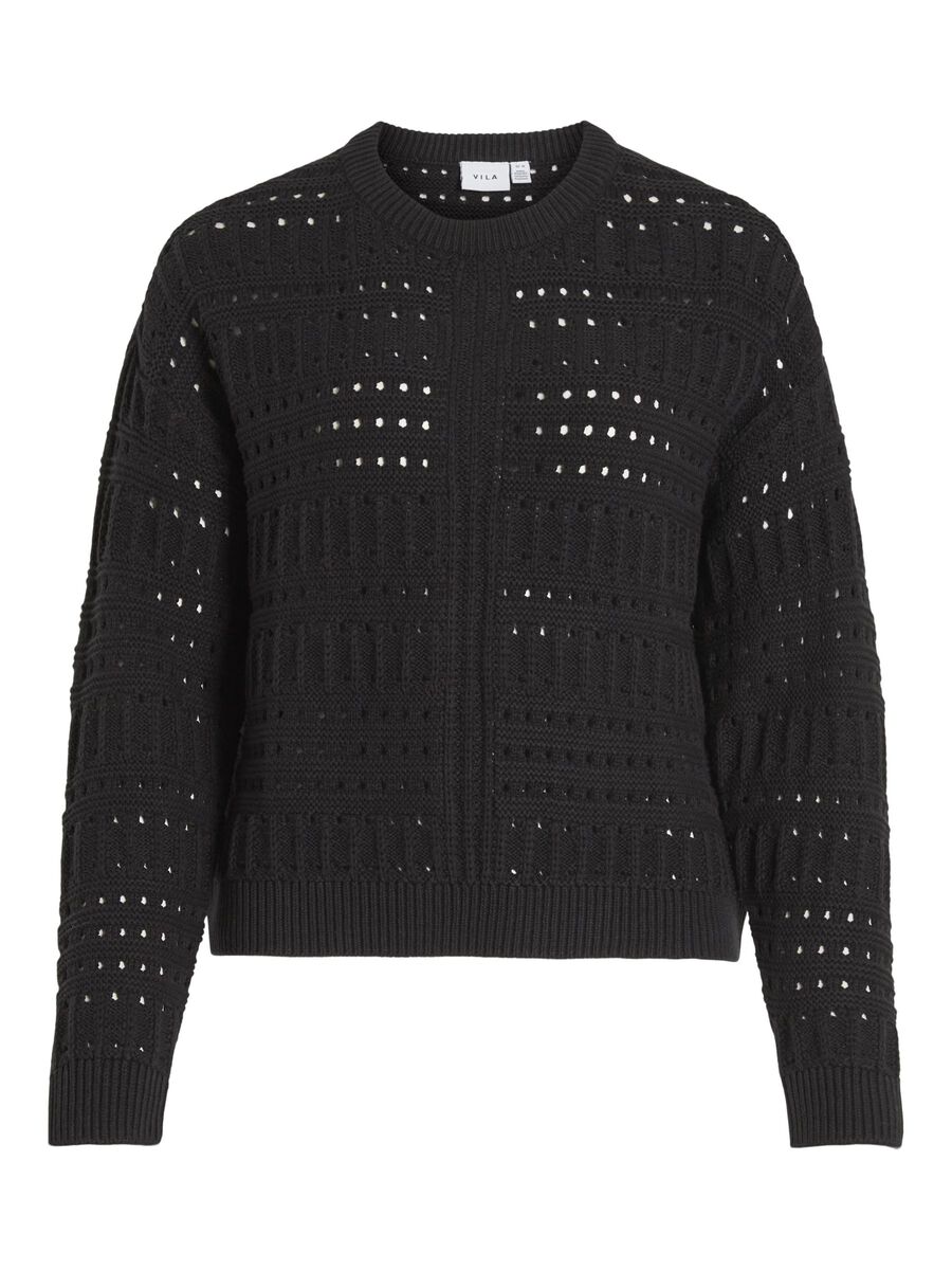VILA ROUND NECK KNITTED PULLOVER, Black, highres - 14092276_Black_001.jpg