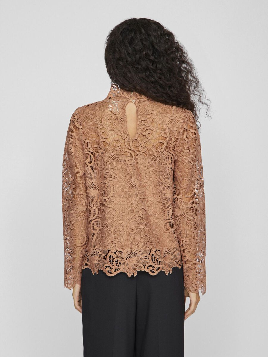 VILA LACE LONG SLEEVED TOP, Mocha Mousse, highres - 14101014_MochaMousse_004.jpg