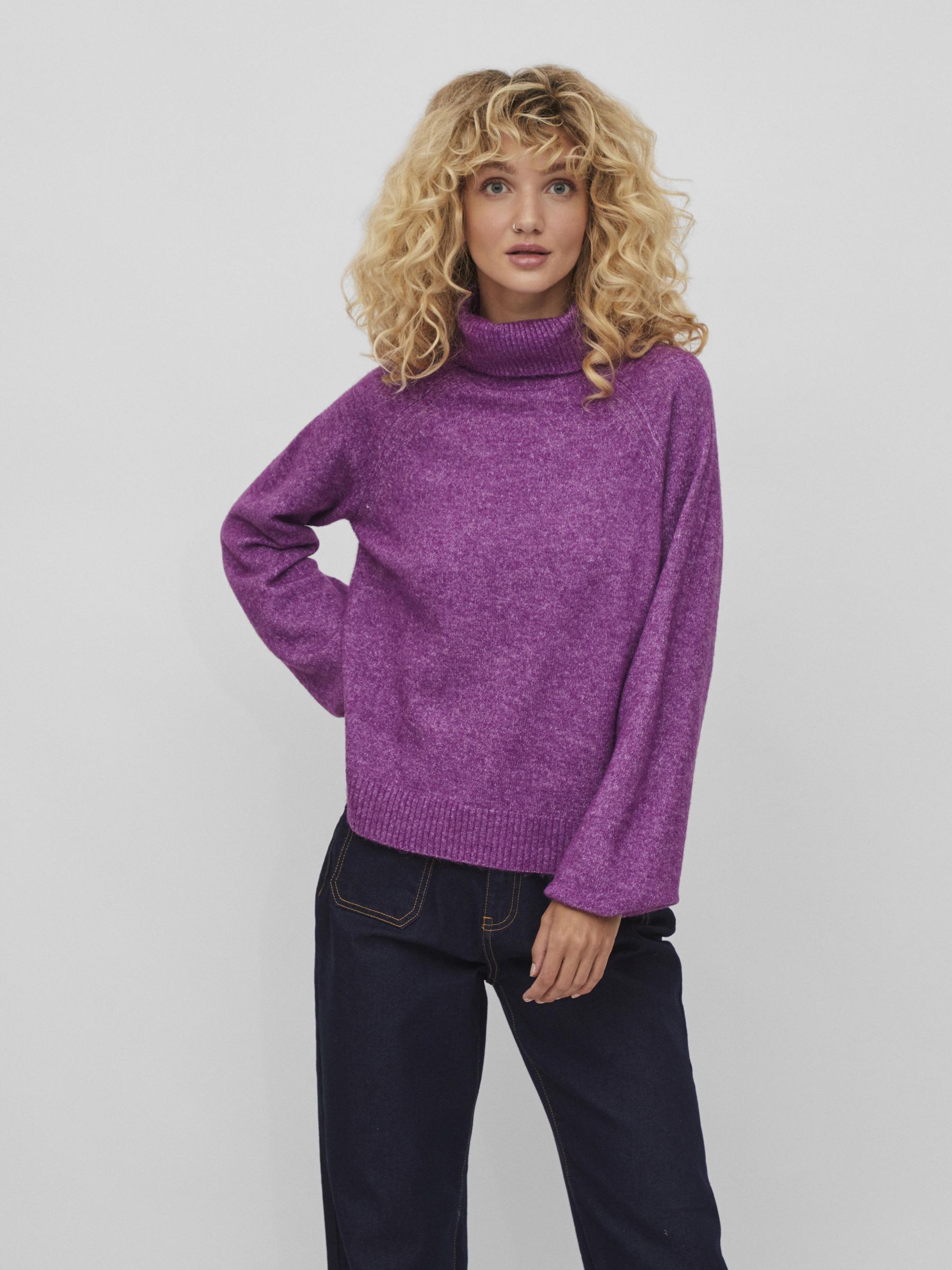 Vila Gebreide trui lichtgrijs casual uitstraling Mode Sweaters Gebreide truien 