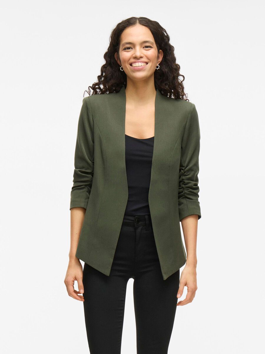 VILA VIHER 3/4 SLEEVED FORMFITTED BLAZER, Deep Depths, highres - 14039434_DeepDepths_003.jpg