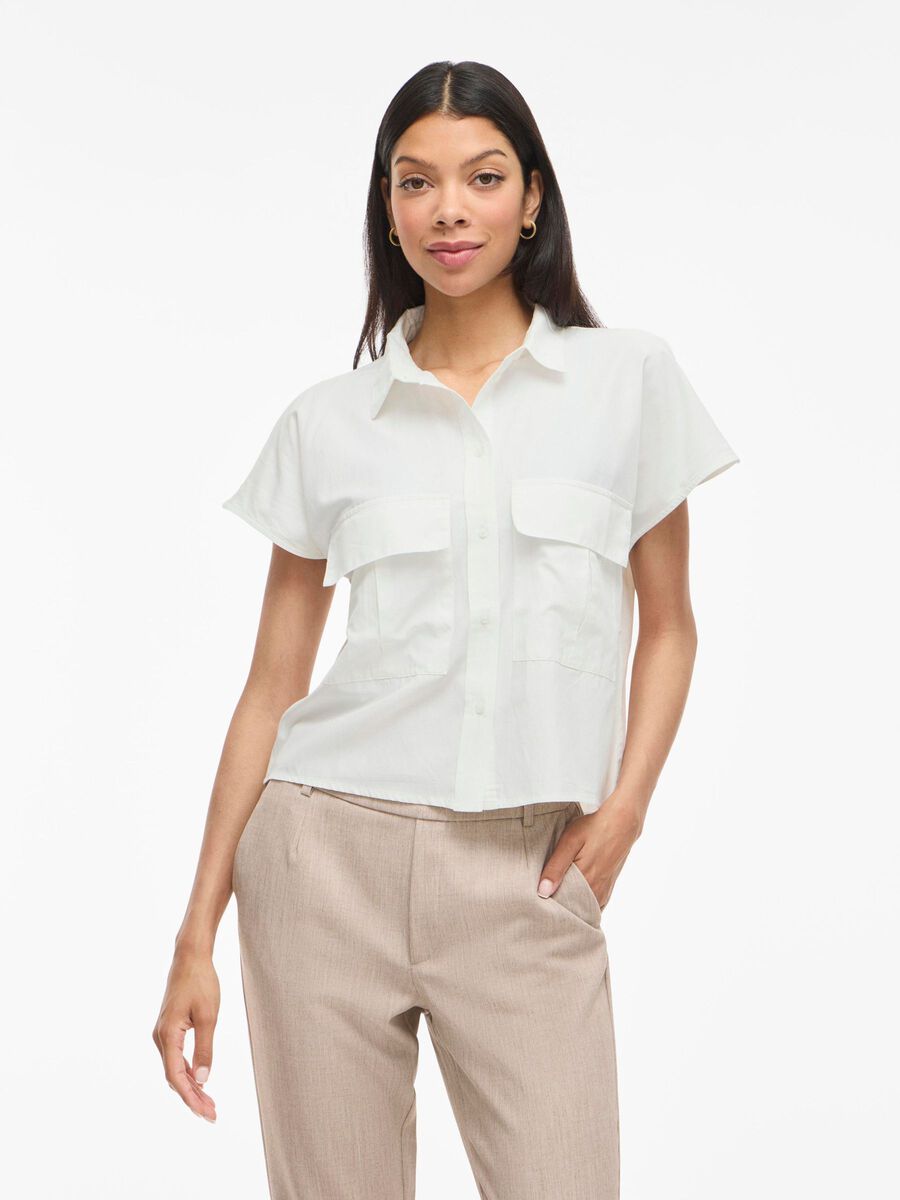 VILA VILYVA SHORT SLEEVED SHIRT, Snow White, highres - 14109055_SnowWhite_003.jpg
