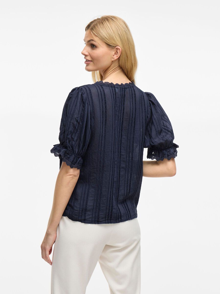 VILA CUELLO EN V CAMISA DE MANGA CORTA, Navy Blazer, highres - 14109647_NavyBlazer_004.jpg