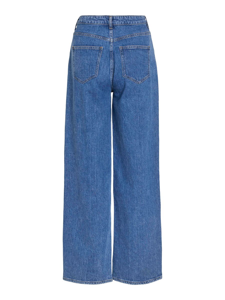 VILA VIFREYA HIGH-WAIST WIDE FIT JEANS, Medium Blue Denim, highres - 14084736_MediumBlueDenim_1173327_002.jpg