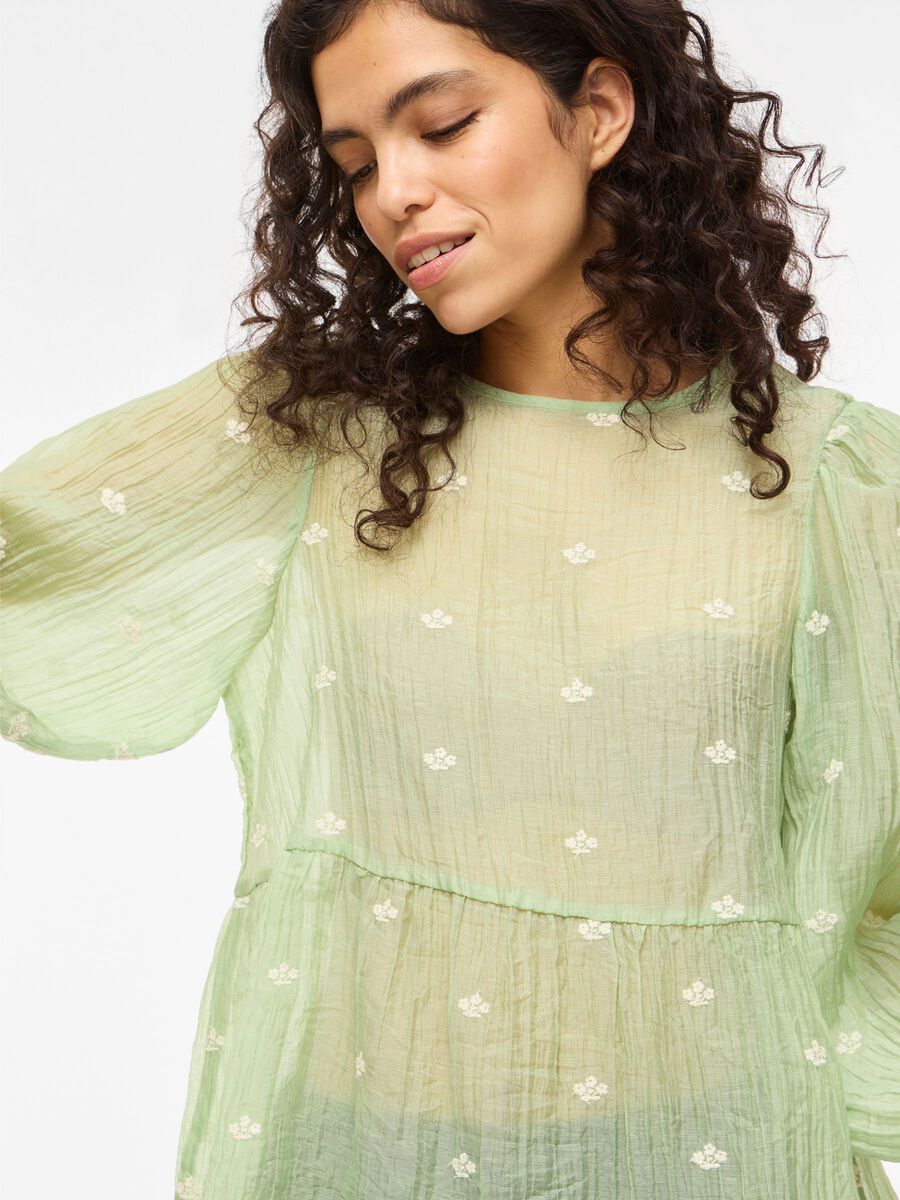 Carousel image - VILULLI ROUND NECK LONG SLEEVED TOP, Smoke Green | 3