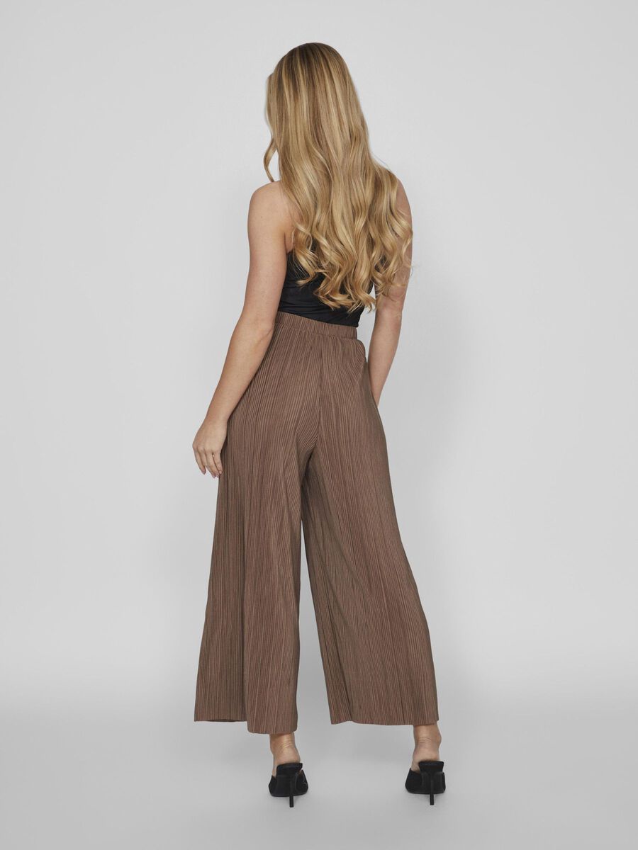 VILA HIGH WAIST CULOTTE TROUSERS, Fossil, highres - 14096324_Fossil_004.jpg