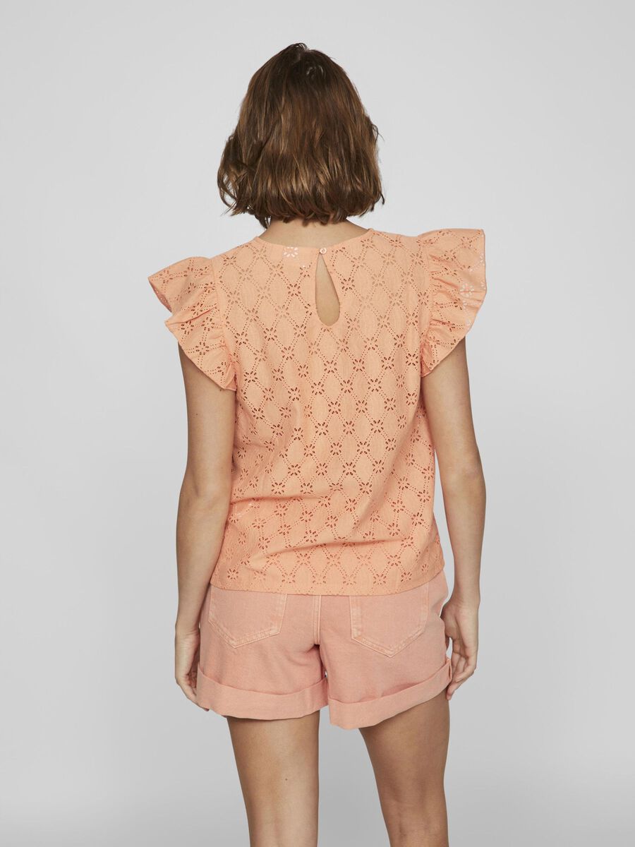 VILA SHORT SLEEVED TOP, Shell Coral, highres - 14097198_ShellCoral_004.jpg