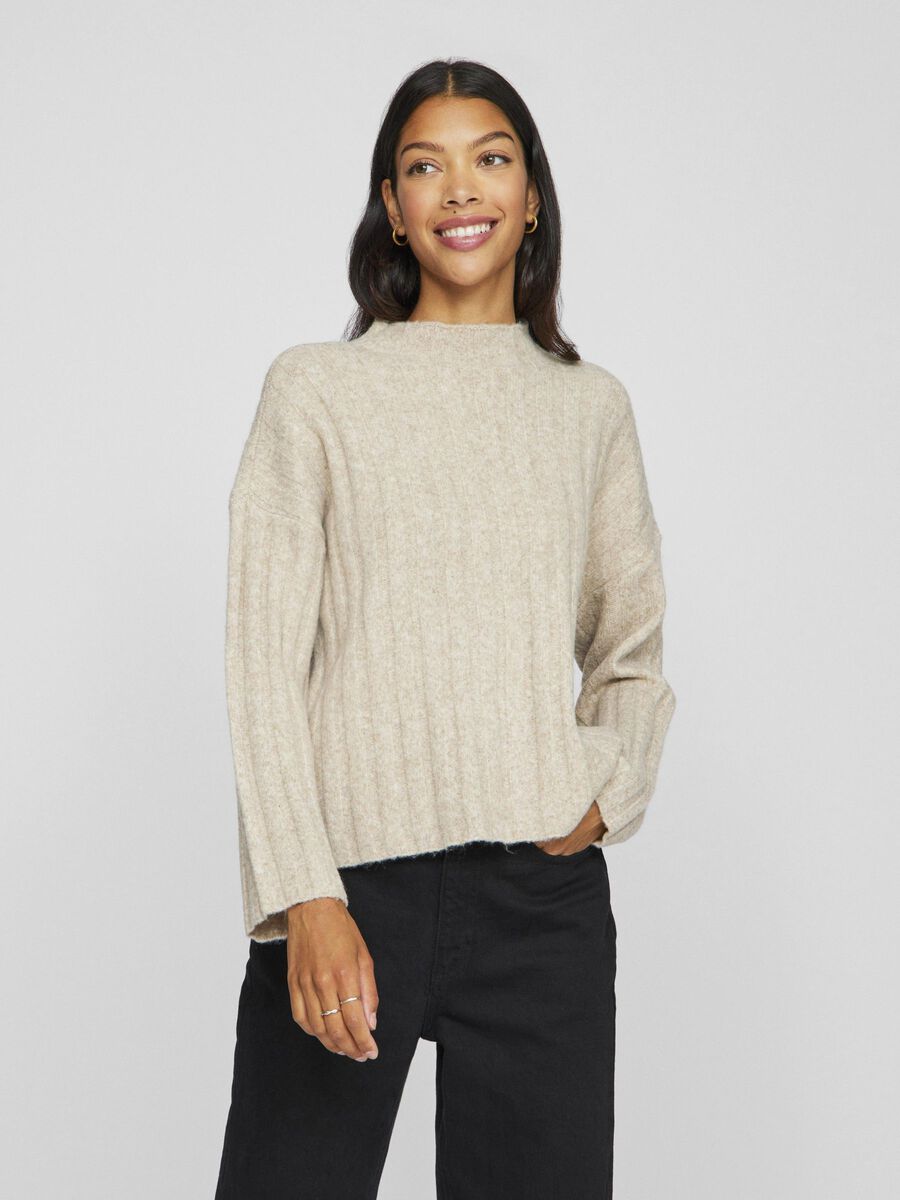 VILA KNITTED PULLOVER, Natural Melange, highres - 14098892_NaturalMelange_003.jpg