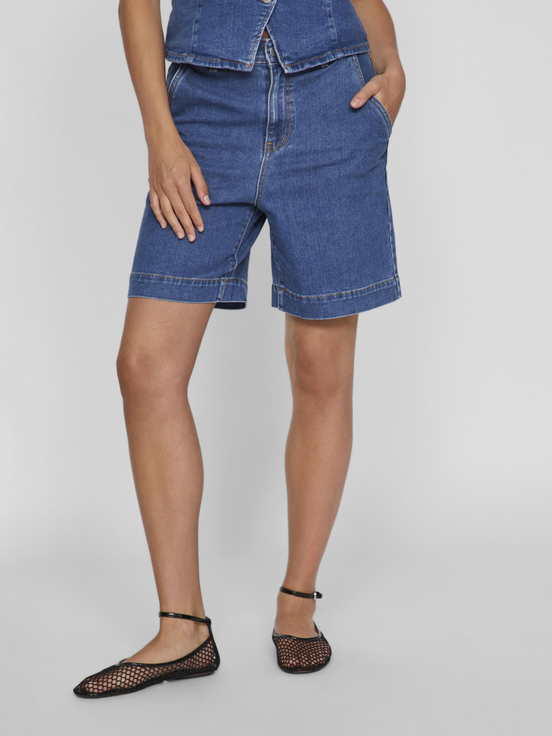 Blue high waisted shorts clearance